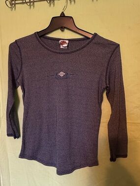 Vintage Harley-Davidson Heathered Navy  Quarter Sleeve Tee